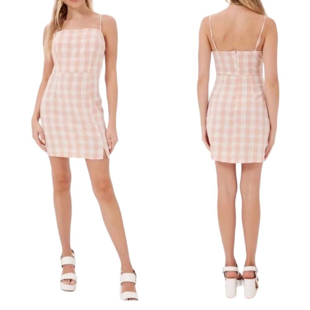 Nordstrom BP gingham plaid mini dress pink - large